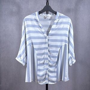 Umgee Striped Top with Roll Tab Sleeves